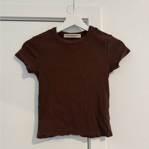 chocolate brown ribbed cotton tshirt 🤎🤎